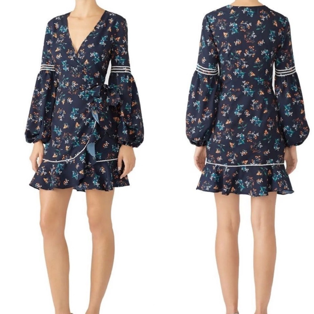 The Fifth Label Blue Floral Wrap Dress